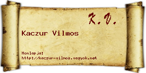 Kaczur Vilmos névjegykártya